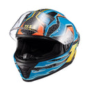 Capacete Texx Fecha Raptor Arcade Azu Verm Amare Bril 56