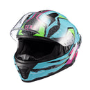 Capacete Texx Fecha Raptor Arcade Azu Verd Ros Bril 58