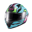 Capacete Texx Fecha Raptor Arcade Azu Verd Ros Bril 60