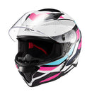 Capacete Texx Fechado Hunter Ark Preto Rosa Azul Tiffany E Branco Brilho 60