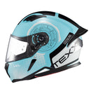 Capacete Texx Fechado Hunter Draco Preto Azul Tiffany Branco E Cinza Brilho 56