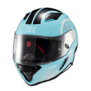 Capacete Texx Fechado Hunter Draco Preto Azul Tiffany Branco E Cinza Brilho 56
