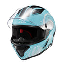 Capacete Texx Fechado Hunter Draco Preto Azul Tiffany Branco E Cinza Brilho 56