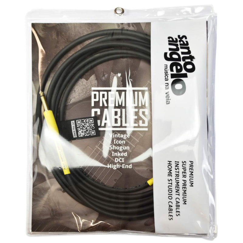 Cabo De Guitarra Shogun Premium 0,75mm Conector Em Ouro P10/p10 15ft 4,57 Metros Preto