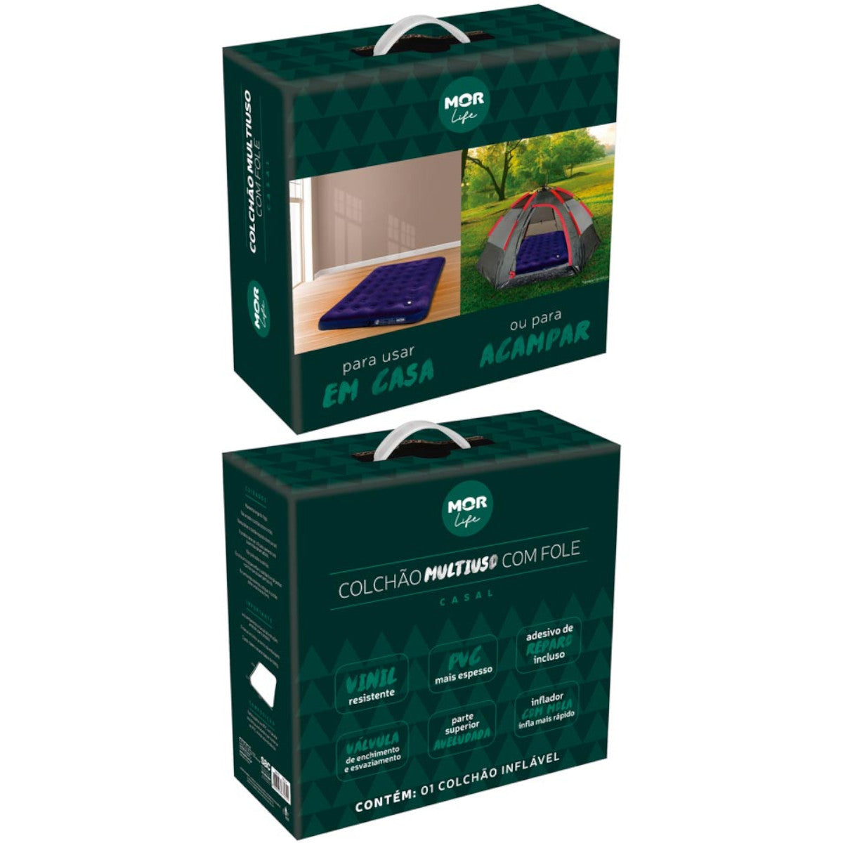 Colchão De Ar De Casal Com Fole  191 X 137 X 22cm Peso Maximo 160kg