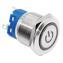 Botão On Off 19mm Prata 220v 3a Com Led Azul 12v Storm