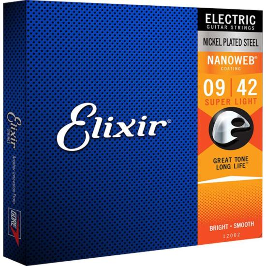 Encordoamento Para Guitarra .009 Super Light Nanoweb 12002 Elixir