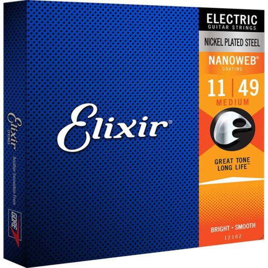 Encordoamento Para Guitarra .011 Medium Nanoweb 12102 Elixir