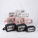 Conjunto Kit 3 Bolsas Necessaire Transparente Cor:preto