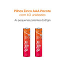 Pilha Zinco Aaa Tubo 40 Unidades Elgin R03