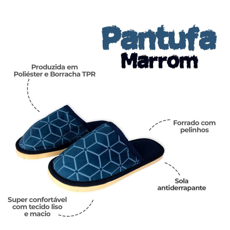 Pantufa Masculina Macia Estampada Azul 40/41