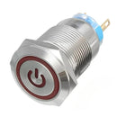 Botão On Off 19mm Prata 220v 3a C/ Led Vermelho 12v Storm