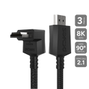 Cabo Hdmi 2.1 Pcyes Conector 90º Vertical - Preto - 3m - Nylon - Ph21-3vnp-f