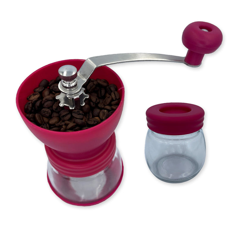 Moedor De Café Manual Vidro Plastico Inox Ceramica - Rosa