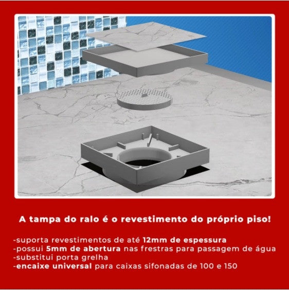 Ralo 10x10 Oculto Seca Piso/porcelanato Inteligente Branco