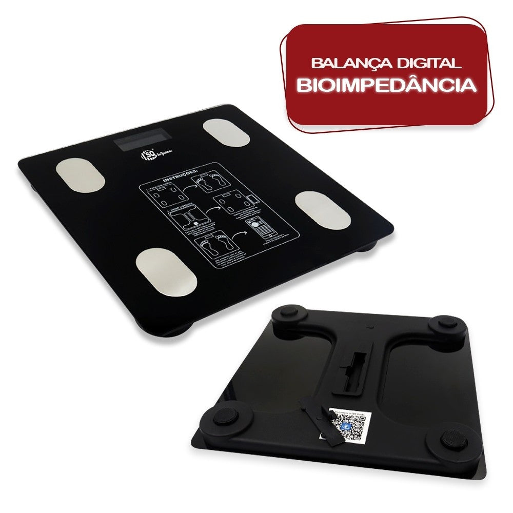 Balança Digital Corporal Bioimpedância Aplicativo Bluetooth 180kg