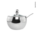 Açucareiro Em Aço Inox Com Tampa De Vidro E Colher Cozinha