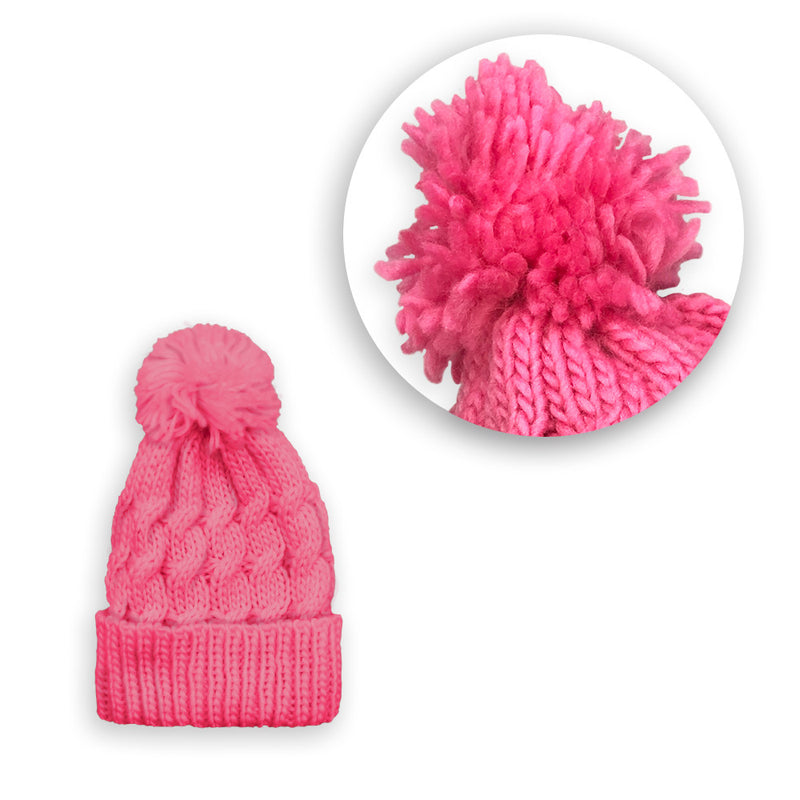 Touca com Pompom - Rosa