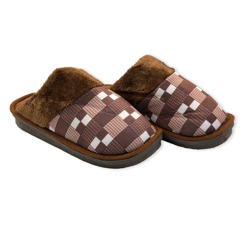 Pantufa Masculina Xadrez Marrom 40/41