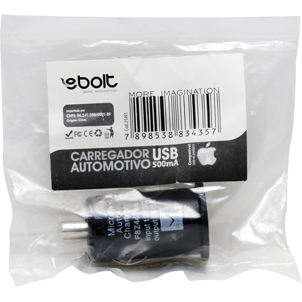 Carregador Usb 500ma Automotivo Ebolt Polybag