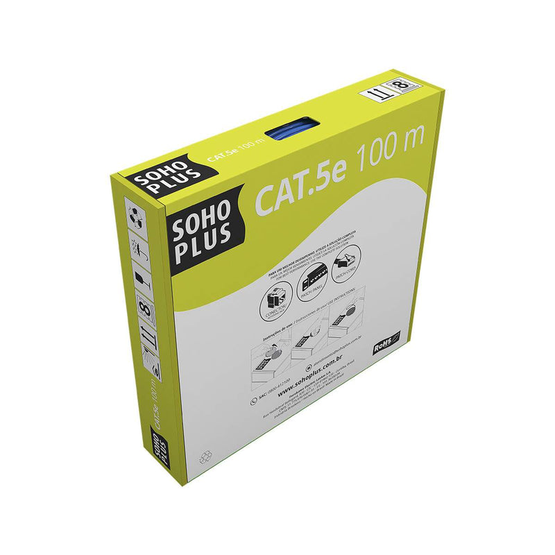 Cabo Lan U/utp Cat.5e 24 Awg 4 Pares Cmx Caixa C/ 100 Metros Azul 100% Cobre 23200186