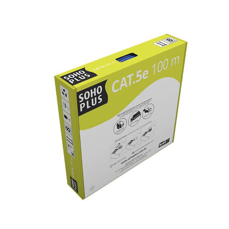 Cabo Lan U/utp Cat.5e 24 Awg 4 Pares Cmx Caixa C/ 100 Metros Preto 100% Cobre 23200185