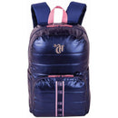 Mochila Capricho Puffer G 42cm Azul Metálico