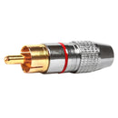 Conector Linha Rca Macho Profissional Vermelho Storm 10 Unidades