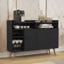 Buffet Aparador 3 Portas Nichos Retro Celta Preto