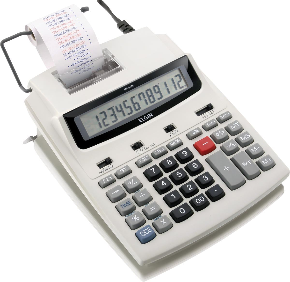 Calculadora Com Bobina 12 Digitos, Impressão Bicolor E Display Lcd Mr-6125 Branca