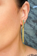 Brinco Fio Grosso Trabalhado Banhado Em Ouro 18k Cor:dourado