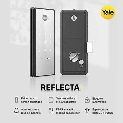 Fechadura Digital Yale De Sobrepor Reflecta Painel Espelhado