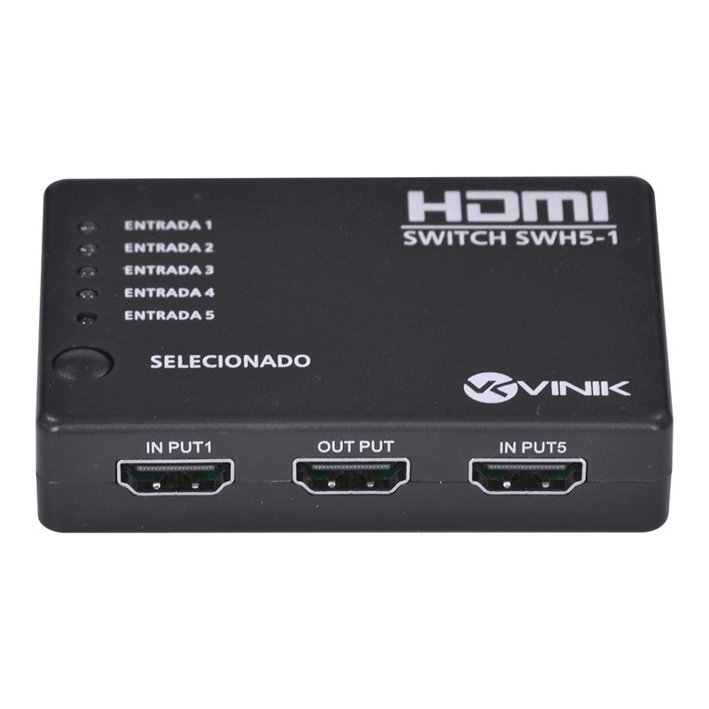 Switch Hdmi 5 Entradas 1 Saída 1.3v Com Suporte 3d E 1080p - Swh5-1