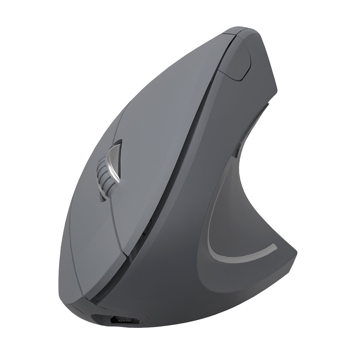 Mouse Sem Fio Recarregavel 2.4 Ghz Vertical Ergonomico Ortopedico Power Fit 1600 Dpi Cinza Usb - Pm300