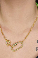 Colar Corrente De Elo Largo Com Fecho Boia E Mosquetão Banhado Em Ouro 18k Cor:dourado