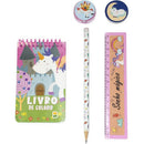 Kit Escolar Unicornios Livro + 4 Peças