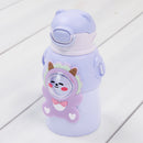Garrafinha C/ Canudo Squeeze Infantil Garrafa Térmica Lilás