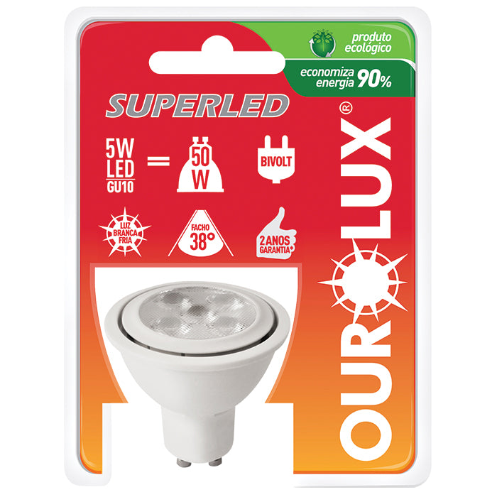 Lampada Superled Gu10 6w Bivolt 38 6500k Ourolux