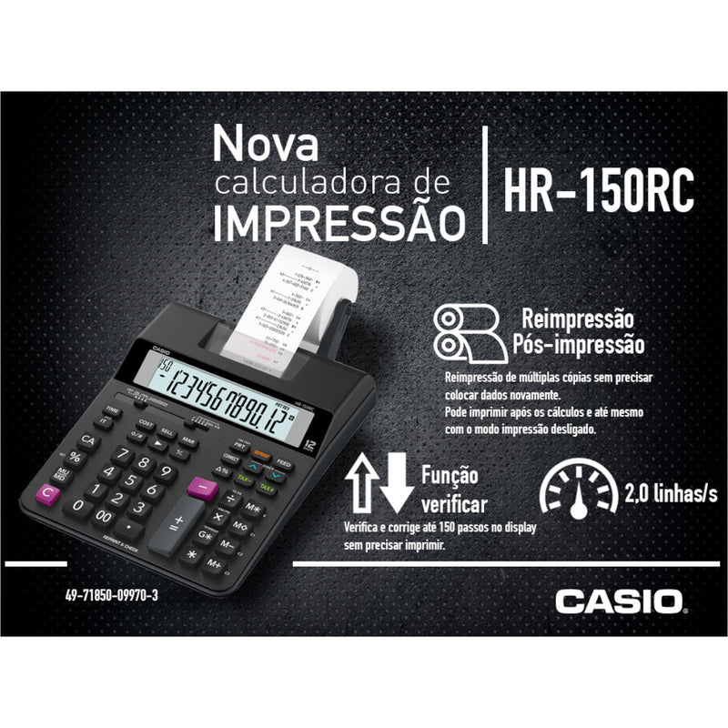 Calculadora Com Bobina Preta Hr-150rc-b-dc