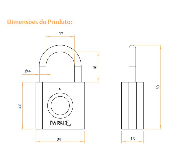 Cadeado Digital Com Biometria 30mm Prata Cf30 Papaiz