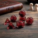 Conjunto 7 Dados Rpg Transparente Vermelho Tabuleiro