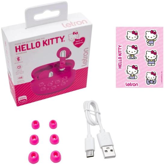 Fone de Ouvido Bluetooth Letron Hello Kitty Rosa