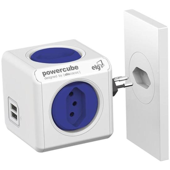 Adaptador Benjamim Múltiplo Com USB Powercube PWC-R5 Bivolt ELG