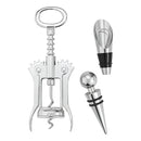Kit 3 Peças Abridor Dosador Rolha Aço Inox Vinho Conjunto