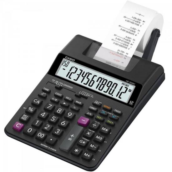 Calculadora Com Bobina Casio HR-100RC 12 Dígitos Bivolt Preta