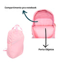 Mochila Escolar Juvenil De Costas Coloridas Passeio Rosa