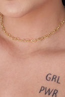 Choker Com Coração Vazado Pequeno Interligado Banhado Em Ouro 18k Cor:dourado
