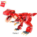 Brinquedo Para Montar Combo Dinossauros 287 Peças Vermelho