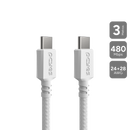 Cabo Usb Tipo-c P/ Usb Tipo-c 2.0 - Branco - 3m - Nylon - Pucc2-3b