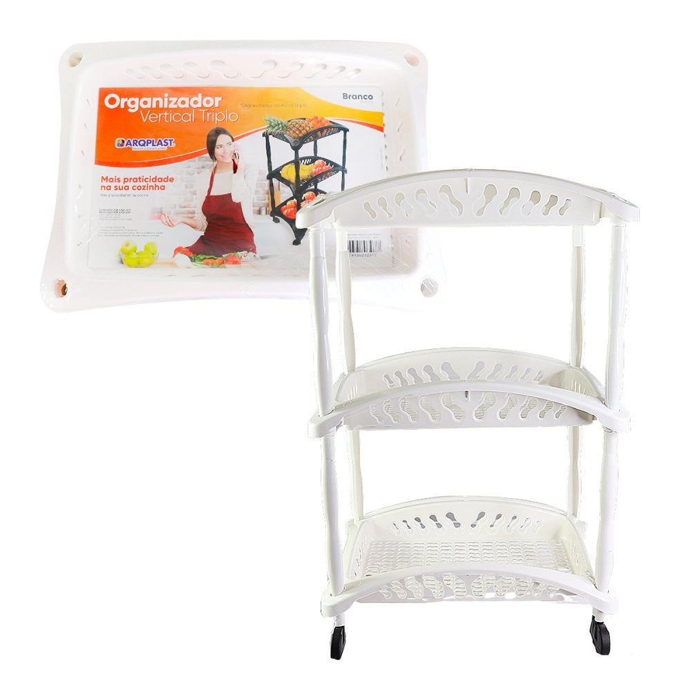 Organizador Vertical Triplo Fruteira Branco 3 Andares